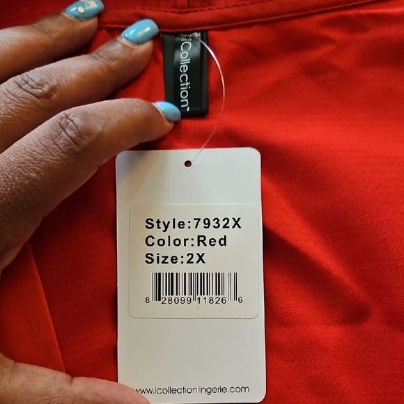 IC COLLECTION Red Wrap-Style Intimate Robe - Picture 2 of 7